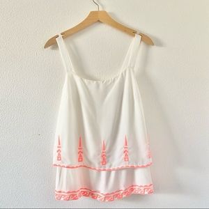 Under Skies Embroiled Aztec Print Top